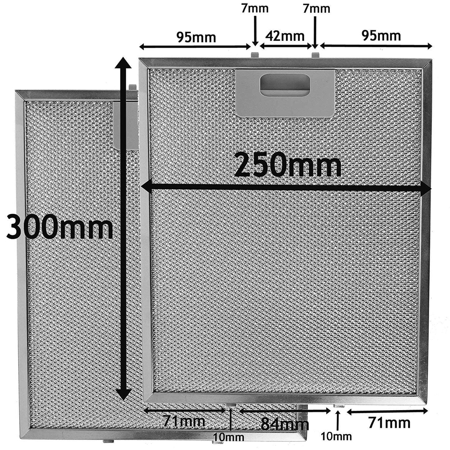 Compatible 300mm x 250mm Metal Cooker Hood Mesh GREASE FILTER - Mersey Spares