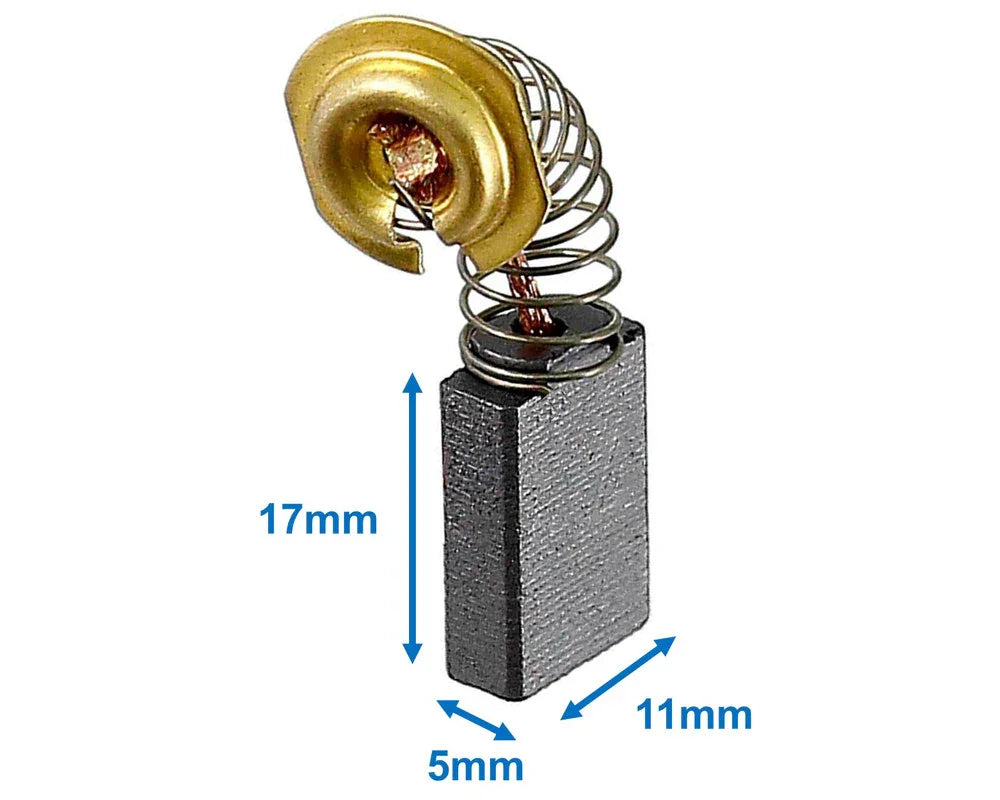 Motor Carbon Brushes Pair for Makita Rotary Angle Drill (Alt to CB303, 17 x 11 x 5mm) - Mersey Spares