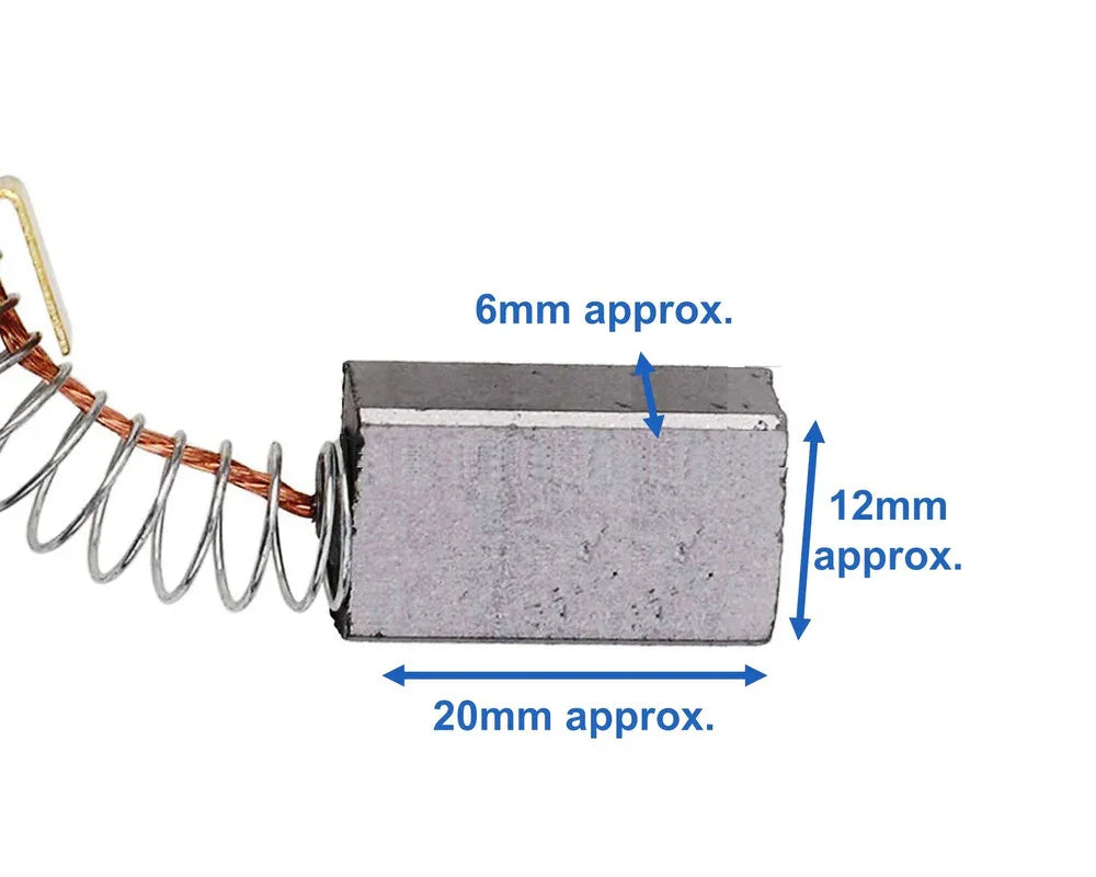 20 x 12 x 6mm Replacement Carbon Brushes for Various Power Tools - Mersey Spares