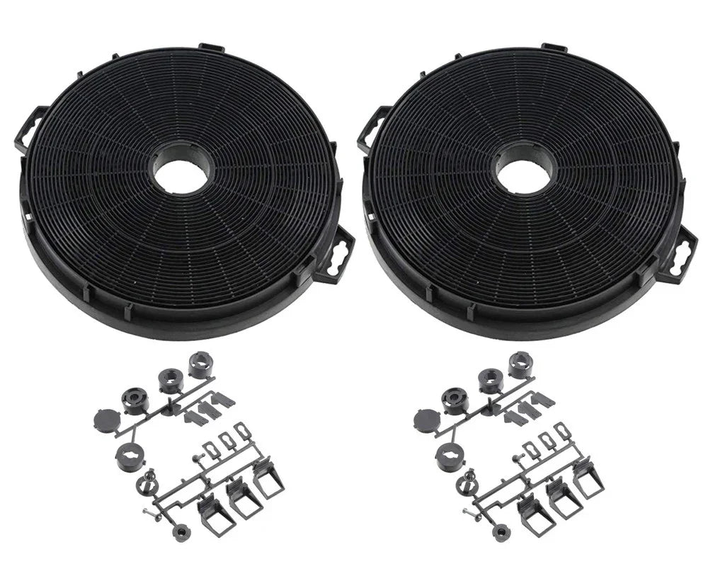 2x Universal Cooker Hood Filter Carbon Activated Charcoal Round 210mm & Fittings - Mersey Spares