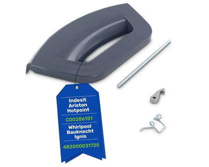 Grey Plastic Door Handle Kit for Hotpoint Futura Washing Machine - C00286363, C00290988, C00286151, C00288568, 482000088339, 482000091056 - Mersey Spares