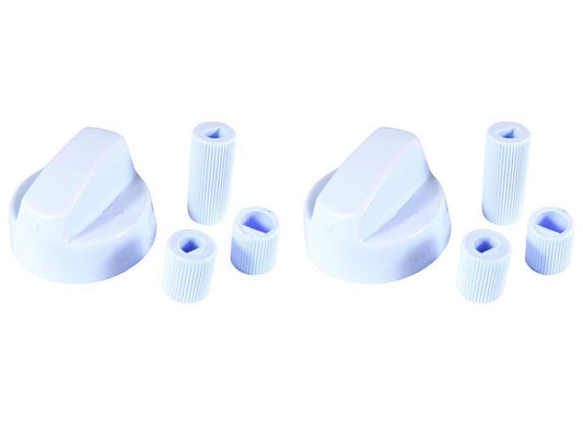 2 x WHITE Control Knobs / Dials for STOVES BELLING & NEW WORLD Cooker Oven Hob