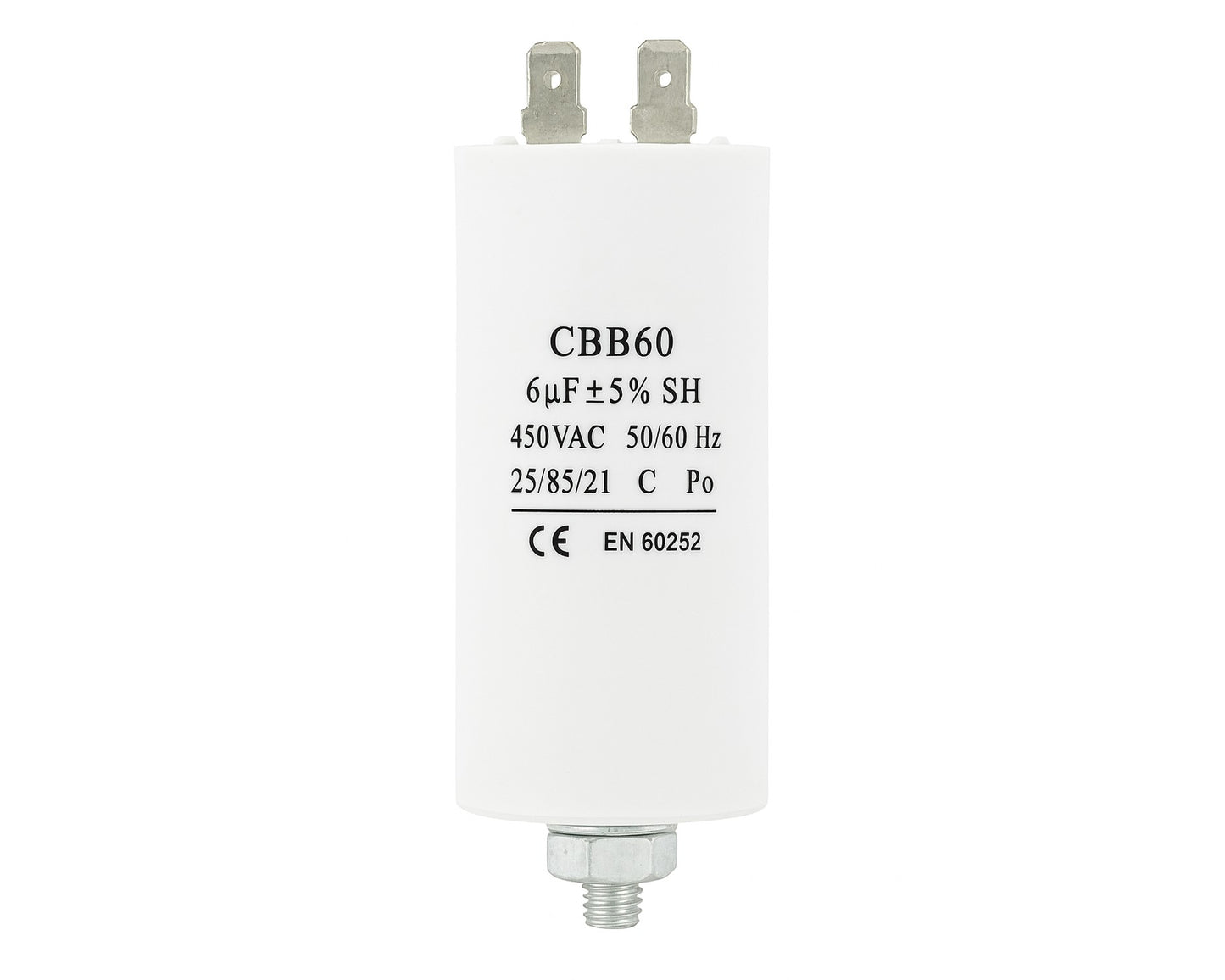 6uF, 6MFD Universal Microfarad Capacitor CBB60, 450VAC EN60252