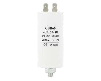 6uF, 6MFD Universal Microfarad Capacitor CBB60, 450VAC EN60252