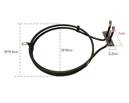 Fan Oven Cooker Heater Element For Brandt, De Dietrich, Fagor, Blomberg 2000W - 77X2277, CCM002830, BRA77X2277