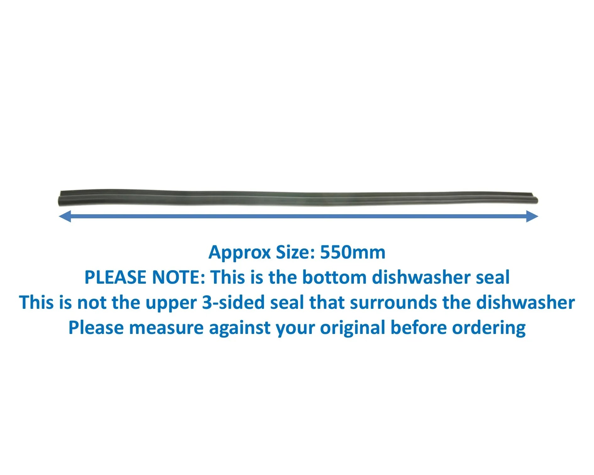 Genuine Dishwasher Lower Door Rubber Seal 550mm for Swan SDW2021B, SDW2021W, SDW2022B, SDW2022W, SDW2025B, SDW2025W, SDWB2020, SDWB2021, SDWB2022 - Mersey Spares