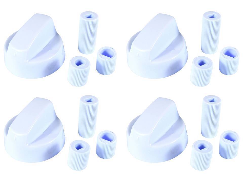 4 x WHITE Control Knobs / Dials for fit Hotpoint Indesit Ariston Cooker Oven Hob