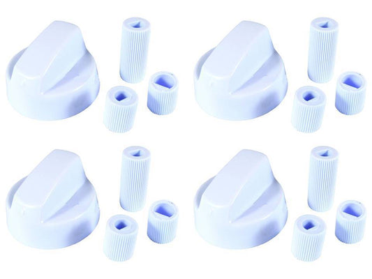 4 x WHITE Control Knobs / Dials for fit Hotpoint Indesit Ariston Cooker Oven Hob