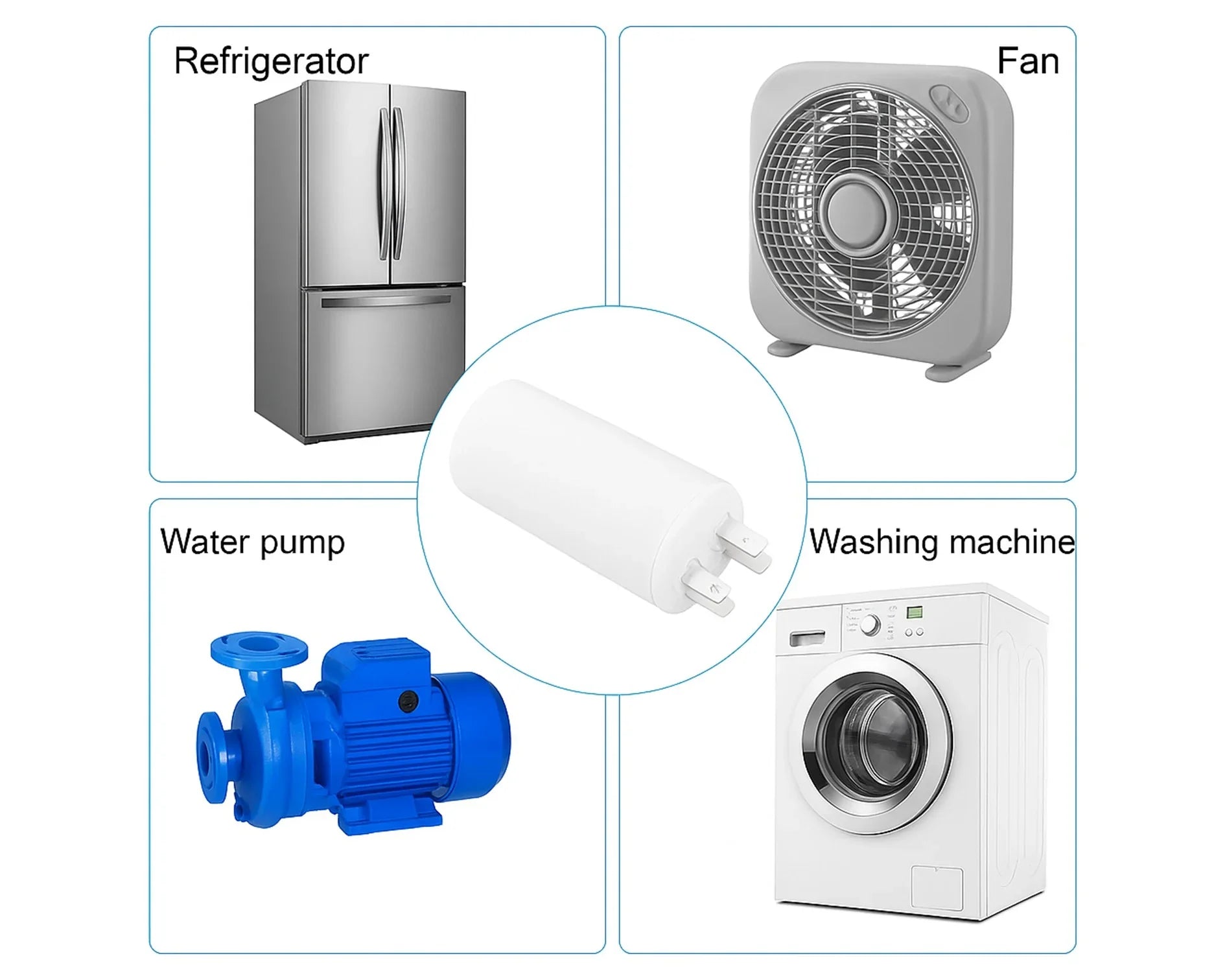 9uF, 9MFD Universal Microfarad Capacitor CBB60, 450VAC EN60252 - Mersey Spares