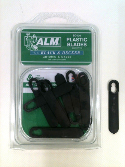 ALM BD130 Black & Decker GR120 GR120C GX295 Plastic Lawnmower Blades x 10pk
