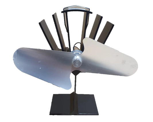 Black Eco Friendly 2 Blade Stove Fan Heat Powered Log Wood Burner Top Mini Fan - Mersey Spares