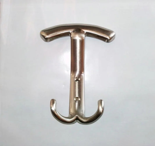 5" HEAVY DUTY Hat & Coat HAMMER HEAD Silver Hook Hanger Double Robe - Mersey Spares