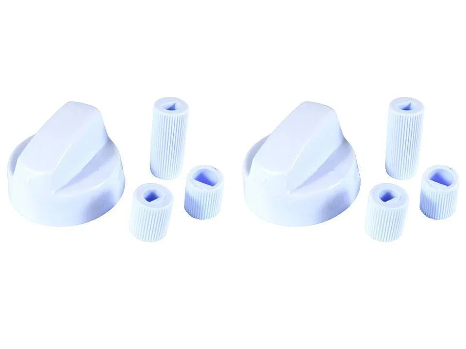 2 x WHITE Control Knobs / Dials for HYGENA DIPLOMAT AEG ZANUSSI Cooker Oven Hob - Mersey Spares