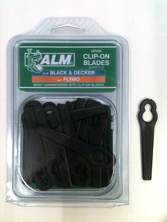 ALM GP205 Flymo FLY012 Black & Decker A6086 Lawnmower Plastic Blades x 20pk - Mersey Spares