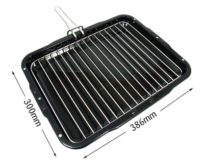 Heavy Duty Grill Pan & Rack With Handle 386 x 300mm for Kenwood Cooker Ovens