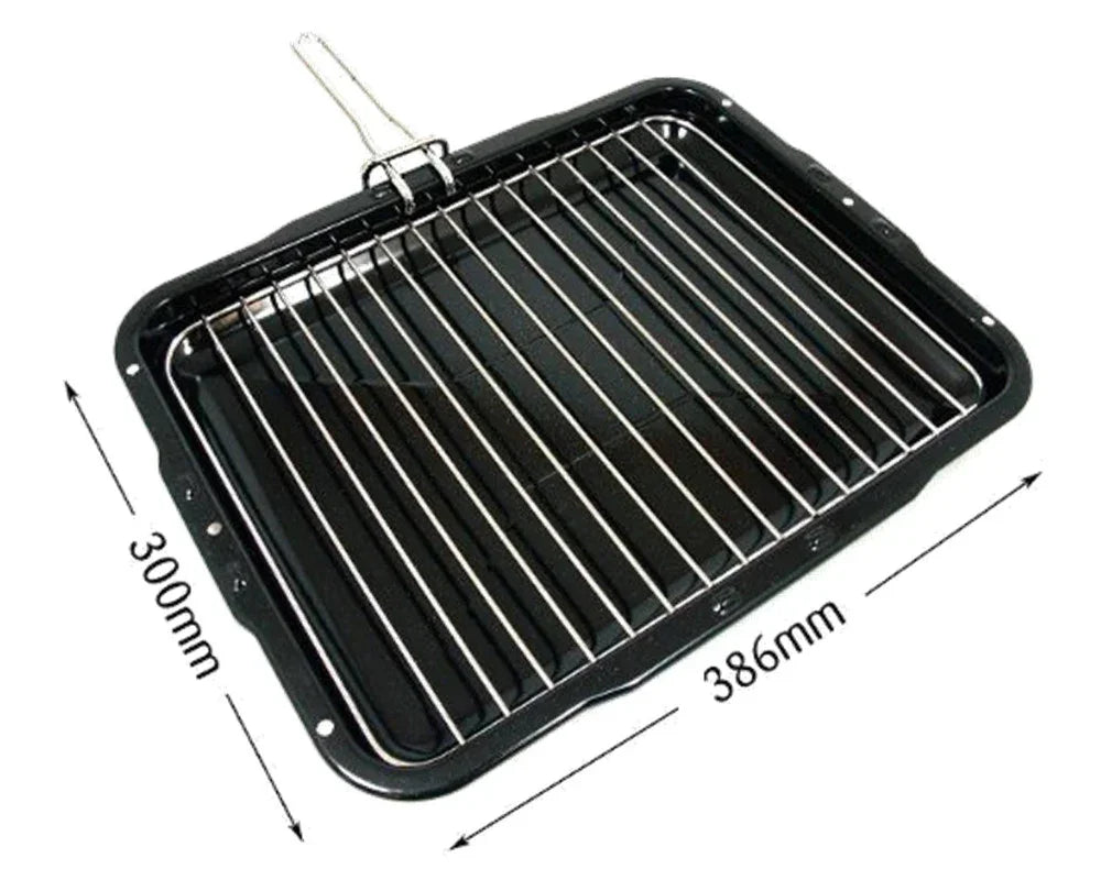 Heavy Duty Grill Pan & Rack With Handle 386 x 300mm for Stoves Cooker Ovens - Mersey Spares