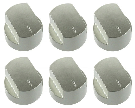 6 x Main Oven Silver Control Knob for Stoves Hob Cookers 444445728 012640584 - Mersey Spares