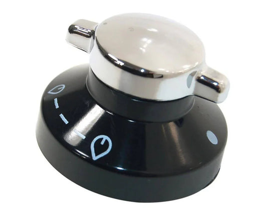 1 x Oven Gas Control Knobs Hob Cooker Switch Chrome Black Silver For Diplomat ADP5323, ADP5404, ADP5406 - Mersey Spares