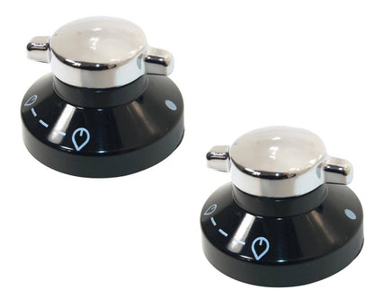 2 x Oven Gas Control Knobs Hob Cooker Switch Chrome Black Silver For Stoves
