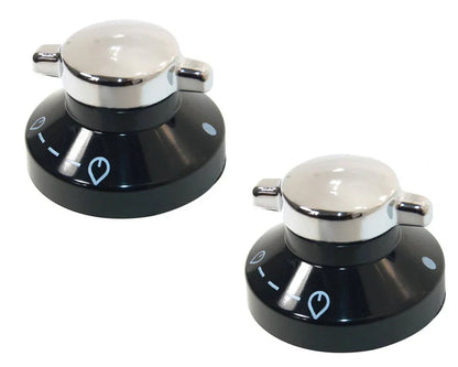 2 x Oven Gas Control Knobs Hob Cooker Switch Chrome Black Silver For Diplomat - Mersey Spares