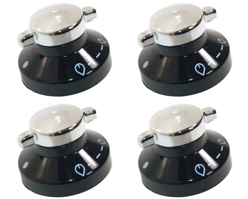 4 x Belling Oven Hob Black Silver Control Knob Switch 081880326 - Mersey Spares