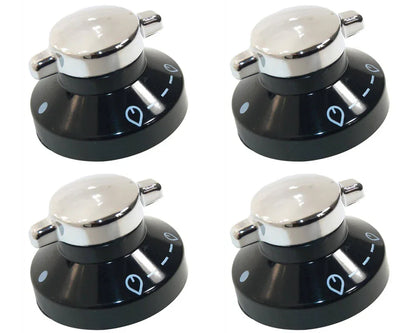 4 x Belling Oven Hob Black Silver Control Knob Switch 081880326 - Mersey Spares