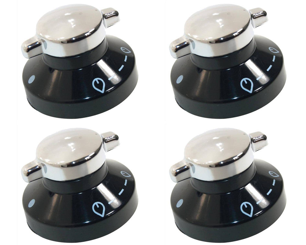 4 x Oven Gas Control Knobs Hob Cooker Switch Chrome Black Silver For Diplomat