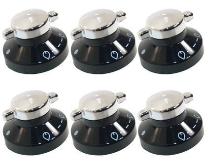 6 x Belling Oven Hob Black Silver Control Knob Switch 081880326