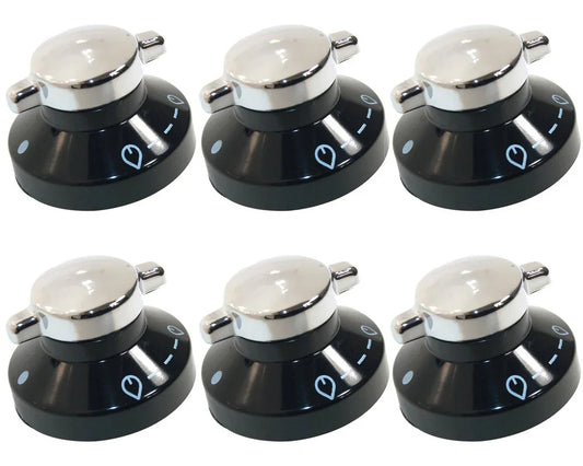 6 x Belling Oven Hob Black Silver Control Knob Switch 081880326 - Mersey Spares