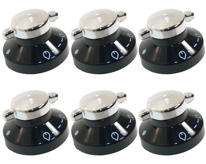 6 x Oven Gas Control Knobs Hob Cooker Switch Chrome Black Silver For Diplomat