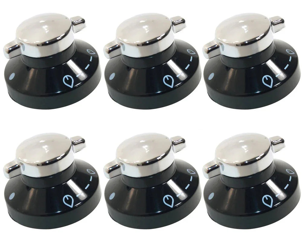 6 x STOVES NEWHOME Oven Hob Black Silver Control Knob Switch 081880326 - Mersey Spares