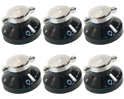 6 x STOVES NEWHOME Oven Hob Black Silver Control Knob Switch 081880326 - Mersey Spares