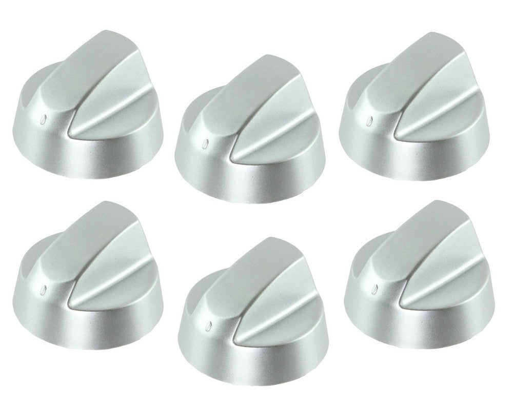 Silver Grey Control Knobs / Dials for Indesit Oven Cooker & Hob Pack of 6