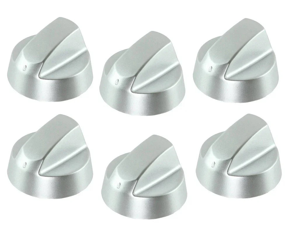 Silver Grey Control Knobs / Dials for Candy Oven Cooker & Hob Pack of 6 - Mersey Spares