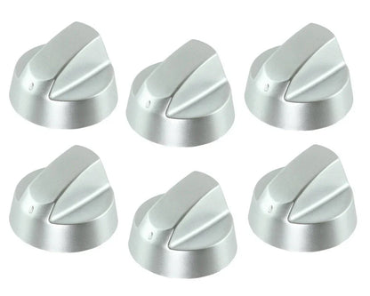 Silver Grey Control Knobs / Dials for Candy Oven Cooker & Hob Pack of 6 - Mersey Spares