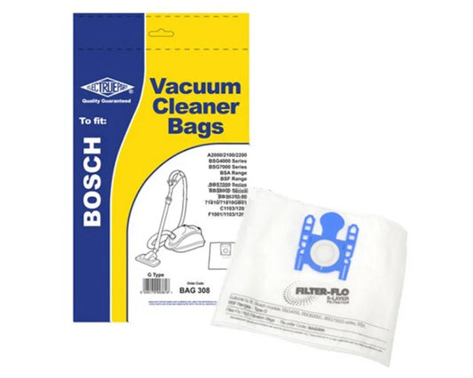 For Bosch Type G BBS6316GB BBS6317GB BBS6318GB Vacuum Hoover Cleaner Bags 468383 - Mersey Spares